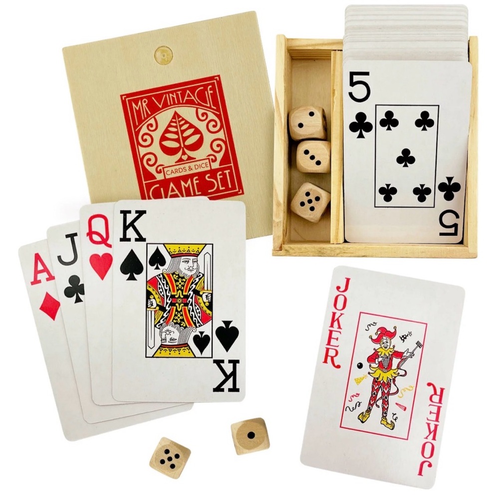 Vintage Red and Black Card Game Set
